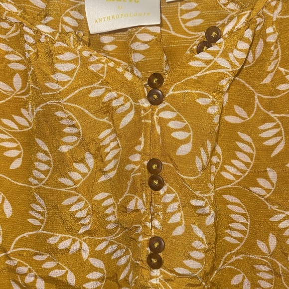 Maeve by Anthropologie Letizia Top xS Capri Stripe Balloon Sleeve Mustard Yellow - Picture 4 of 6